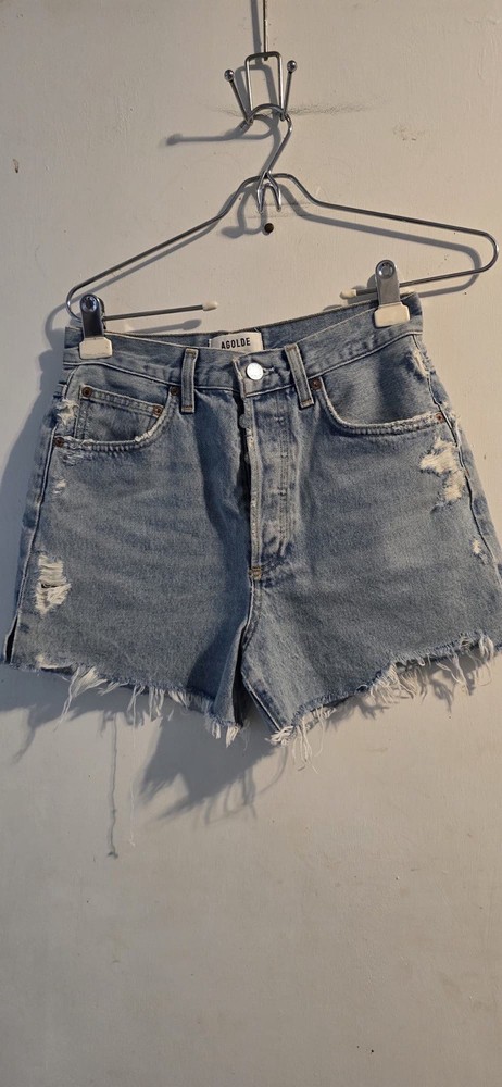 AGOLDE Women’s Distressed Denim Shorts Light Blue Size 26