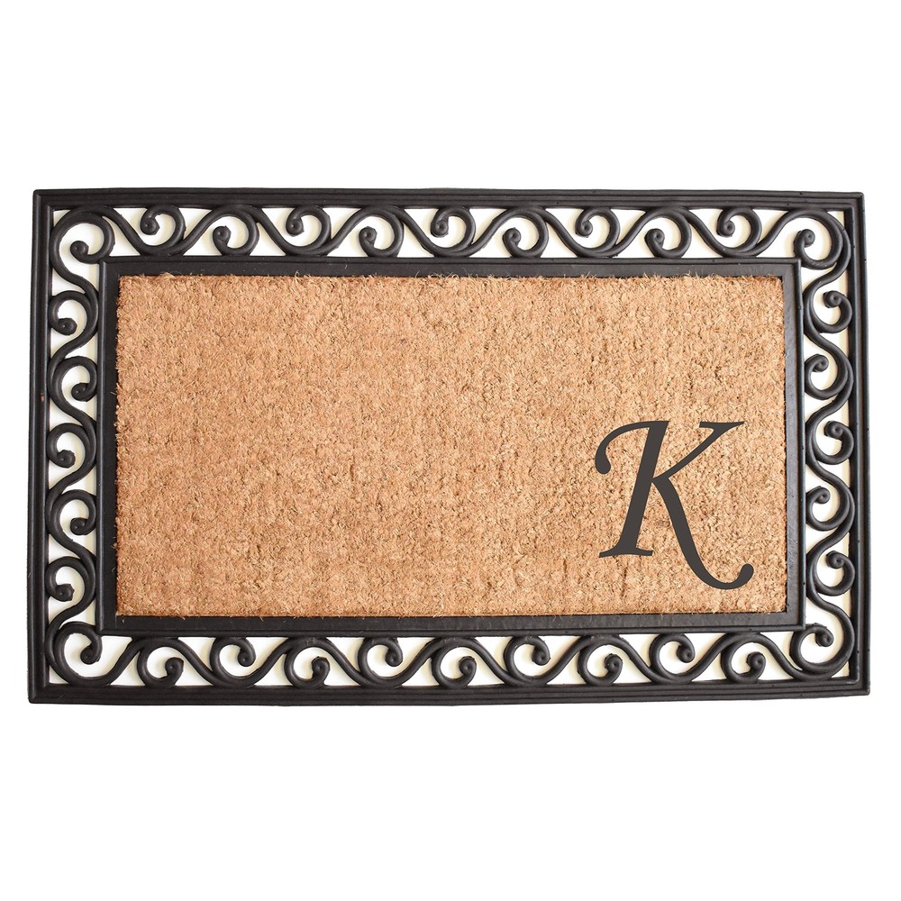 Home & More Versailles Monogram Doormat 22x36 Natural Black Large Size