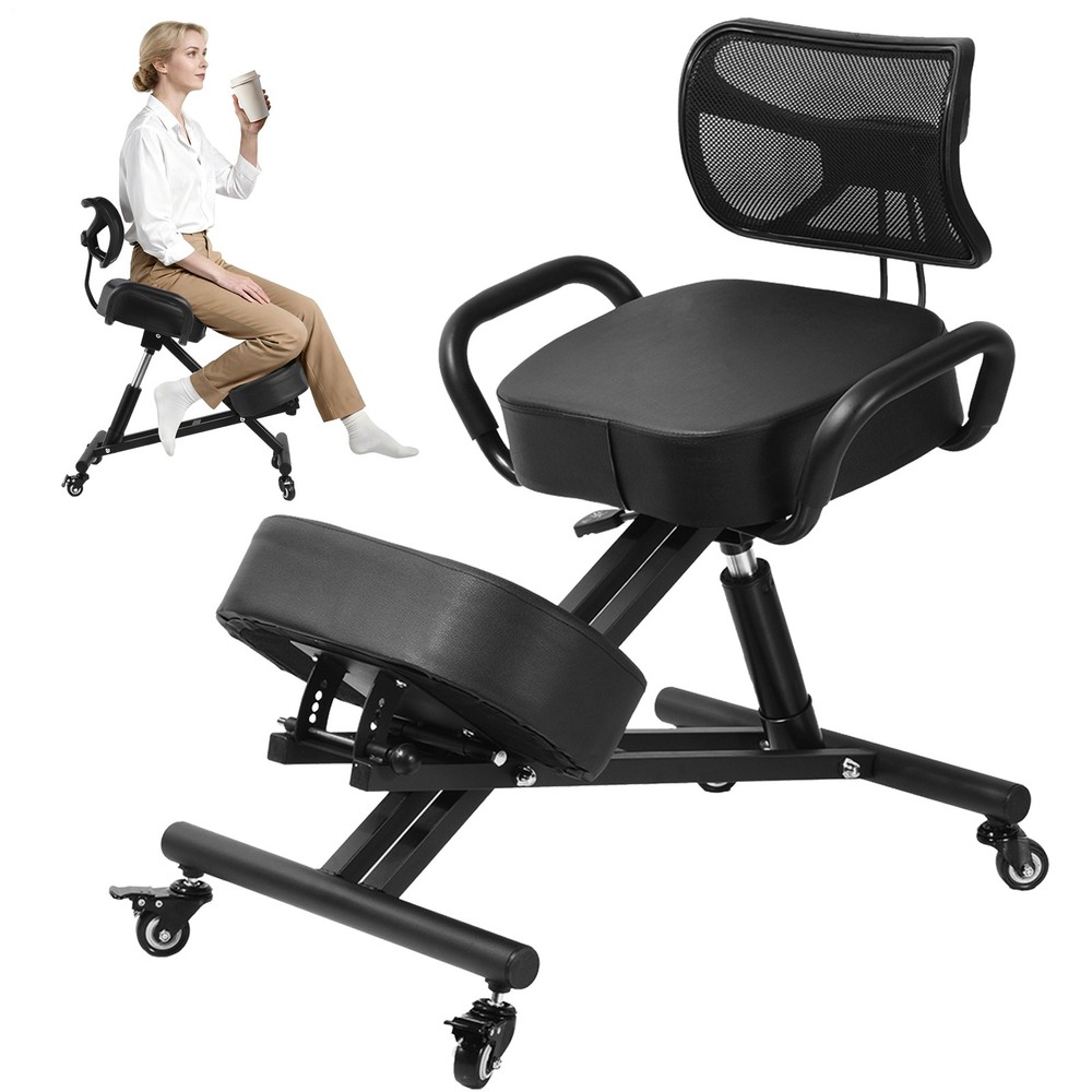 Ergonomic Kneeling Chair with Back Support Adjustable Stool Upright Back Posture