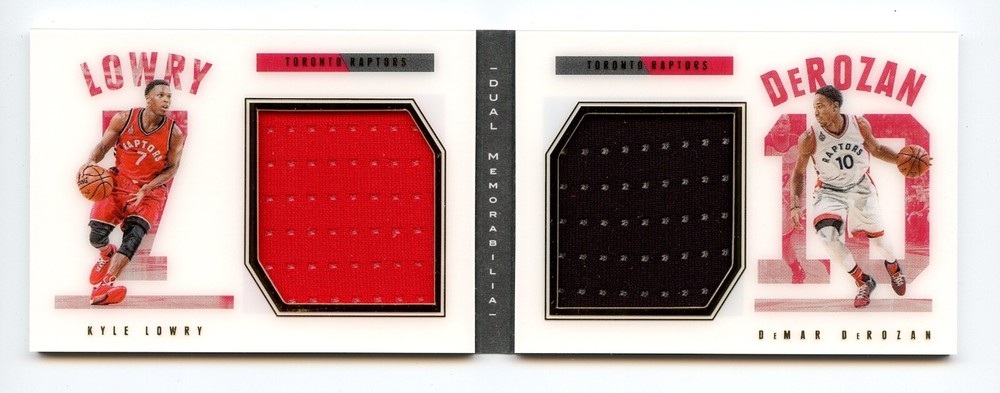 DeMar DeRozan Kyle Lowry 2015-16 Panini Preferred Booklet Dual Game-Used Patch 106/199 Raptors