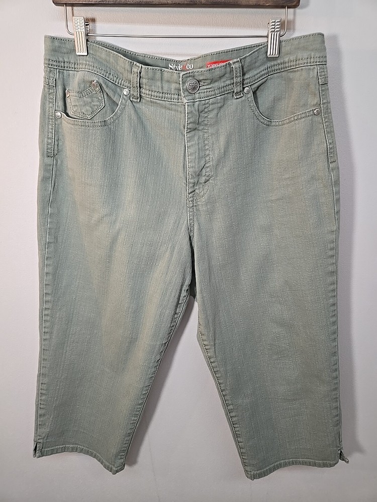 Style & Co Tummy Control Green Capri Jeans Size 14