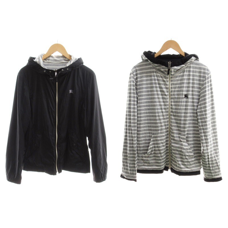 Burberry Black Label Reversible Nylon Jacket Hoodie Border 2 M
