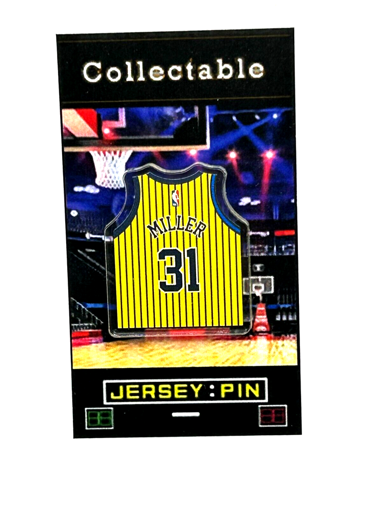 Classic Indiana Pacers Reggie Miller Jersey Lapel Pin Collectible with Free Shipping