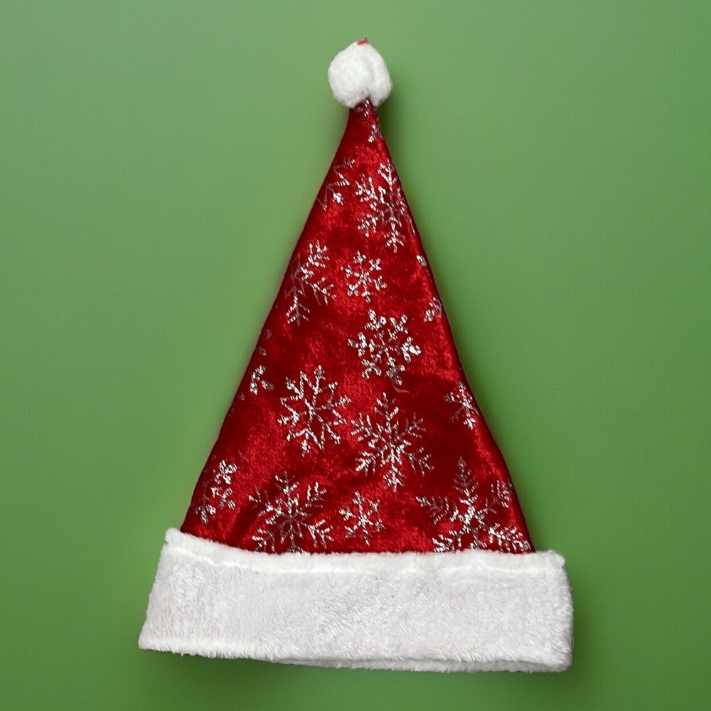Glitter Santa Hat for Adults with Plush Velvet and White Pom