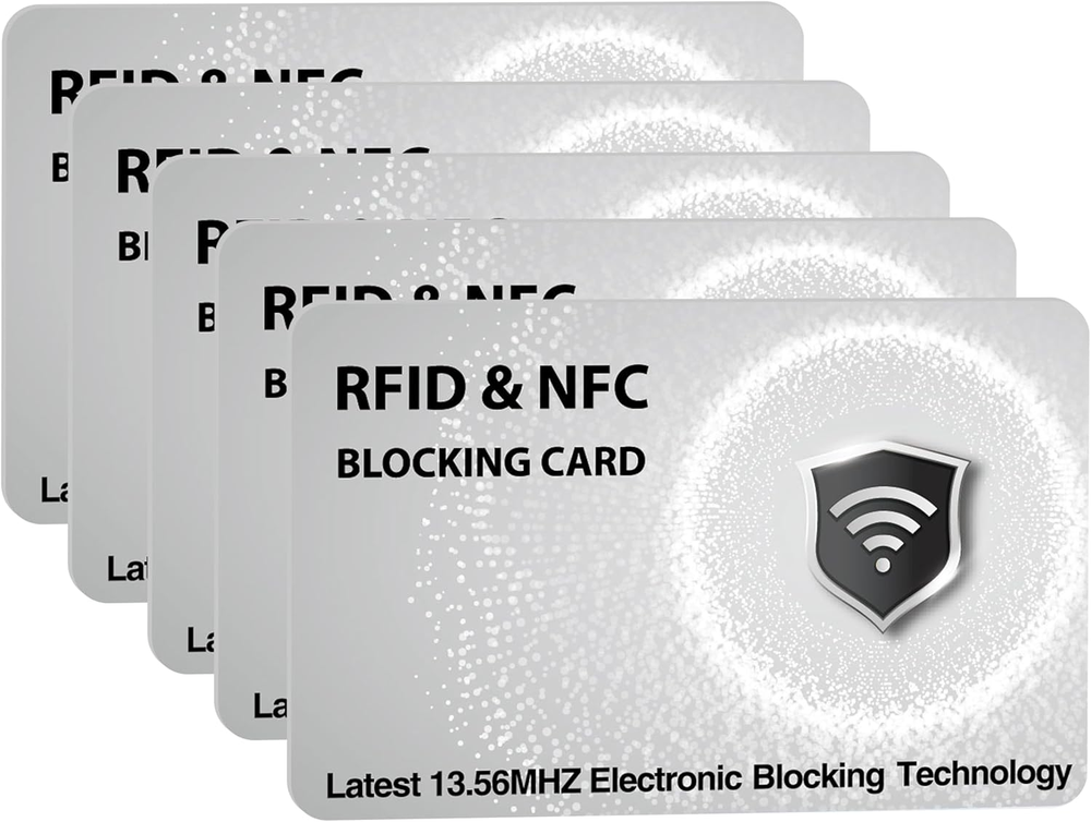 5 Pack RFID Blocking Cards Protect Your Entire Wallet, Purse, and Cards from NFC