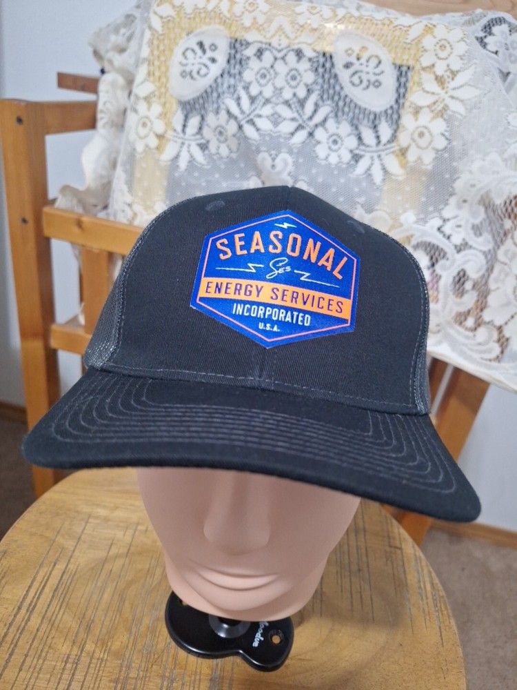 Trane Seasonal ENERGY services Hat Black Blue Orange Adjustable Hat Snapback-image