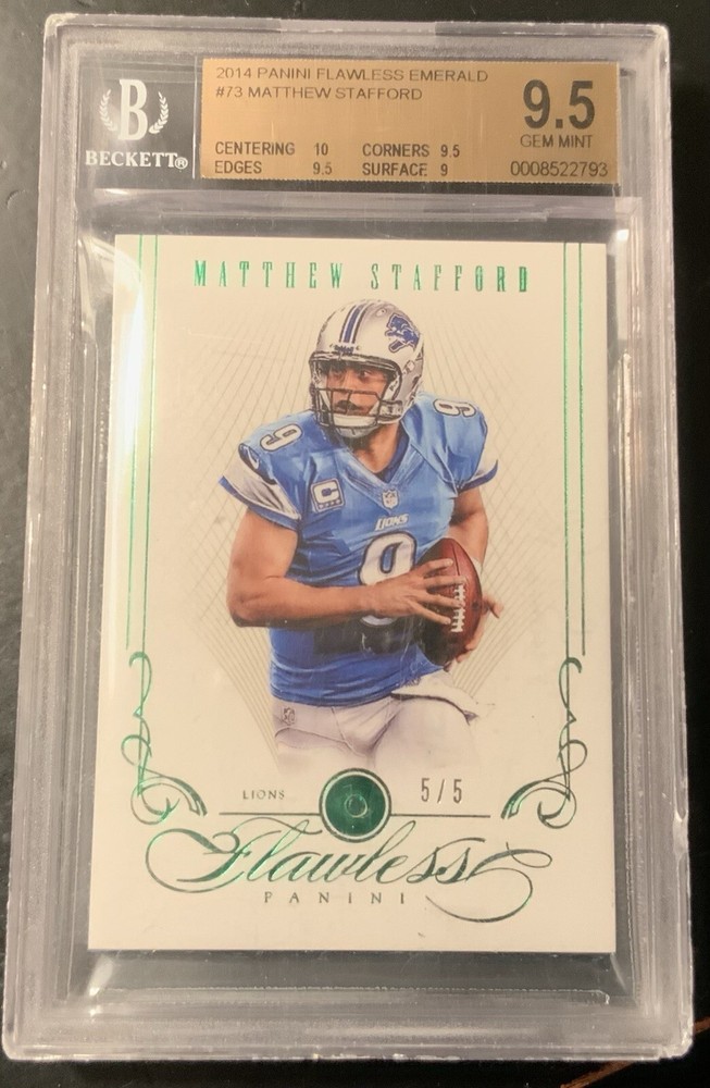 Matthew Stafford 2014 Flawless Emerald 5/5 BGS 9.5 Lions RARE Rams