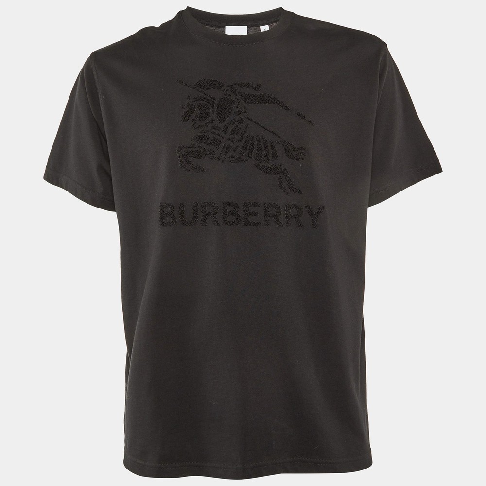 Burberry Black Raynerton Cotton Crew Neck TShirt XS