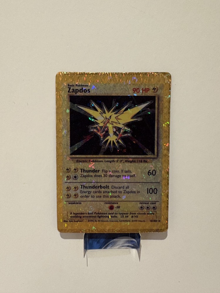 Zapdos Pokemon TCG Holo Prism Vending Machine Sticker Cards Bundle 90’s