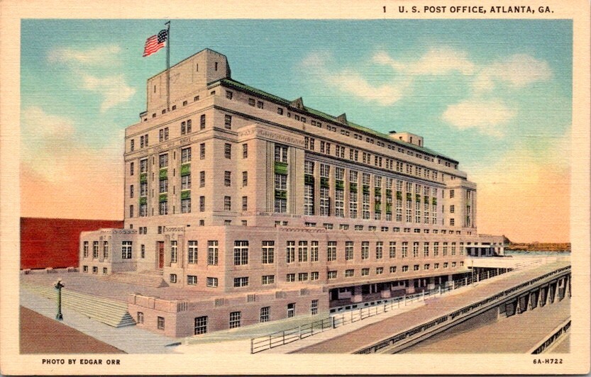 Vintage Postcard U.S. Post Office Architecture Mail Atlanta Georgia        18144