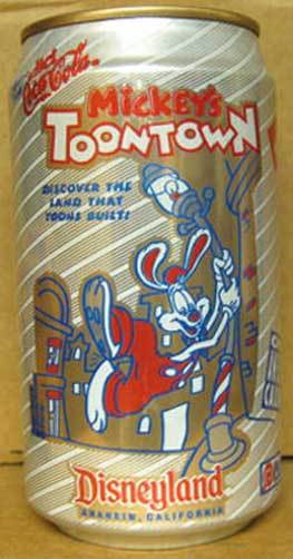 DIET CAFFEINE FREE COCA-COLA MICKEY'S TOONTOWN Soda CAN Disneyland 1992 Gd. 1/1+