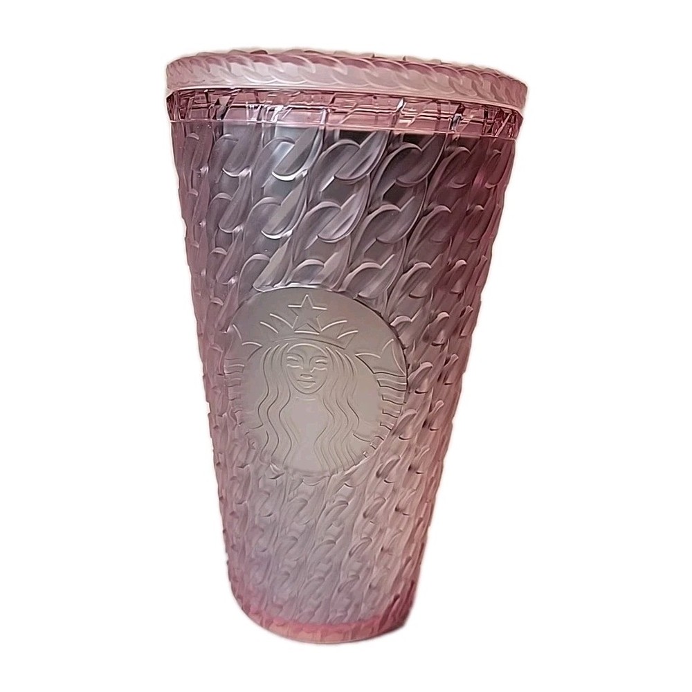 Starbucks 2024 Matte Light Pink Soft Touch Chain Link Venti Cold Cup *NO Straw