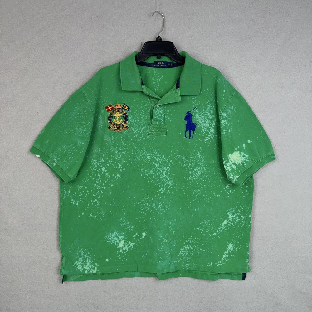 Polo Ralph Lauren Shirt Mens 2XLT Green Marine Supply Big Pony Nautical Logo