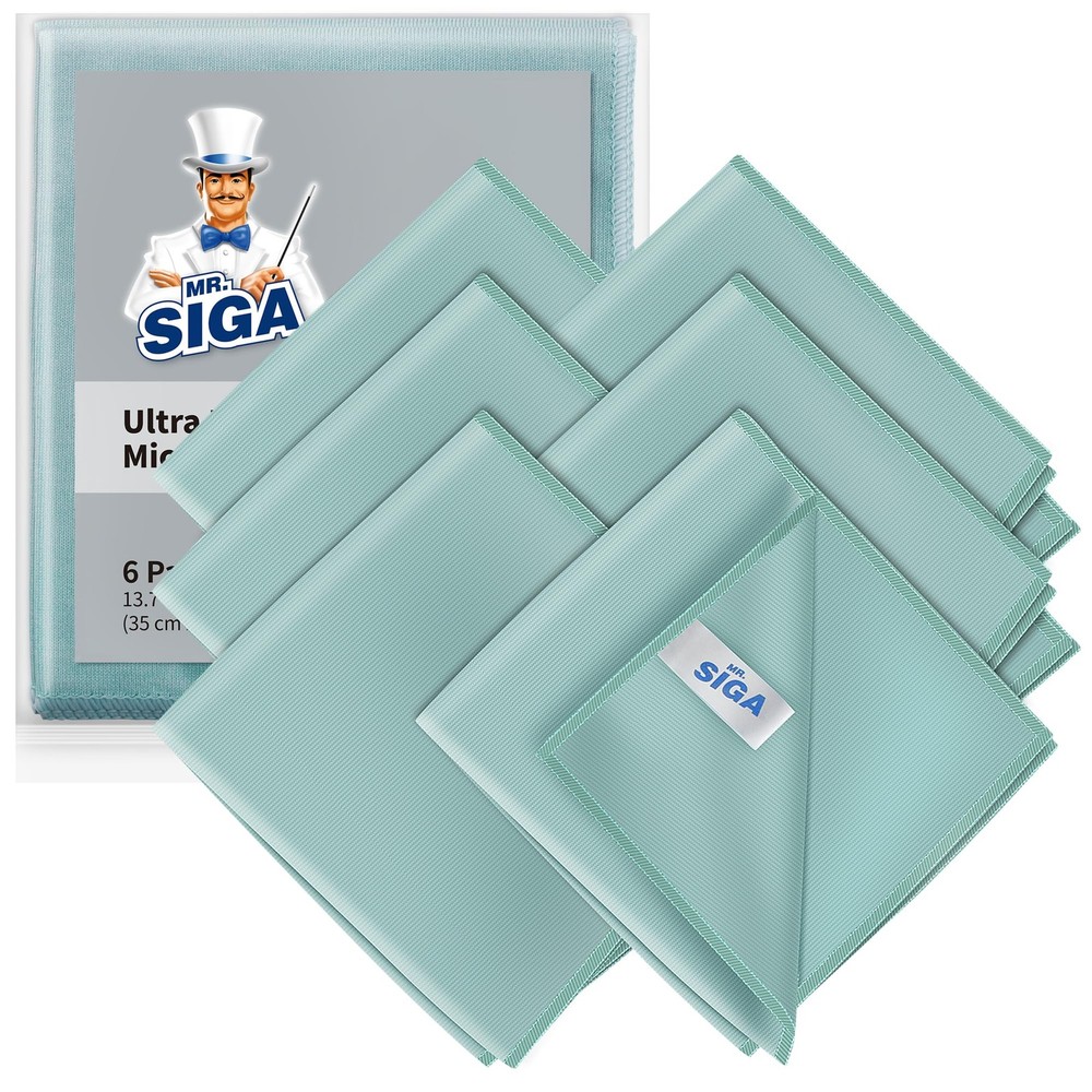 Ultra Fine Microfiber Cloths for Glass, Pack of 6, 35 x 40 cm 13.7