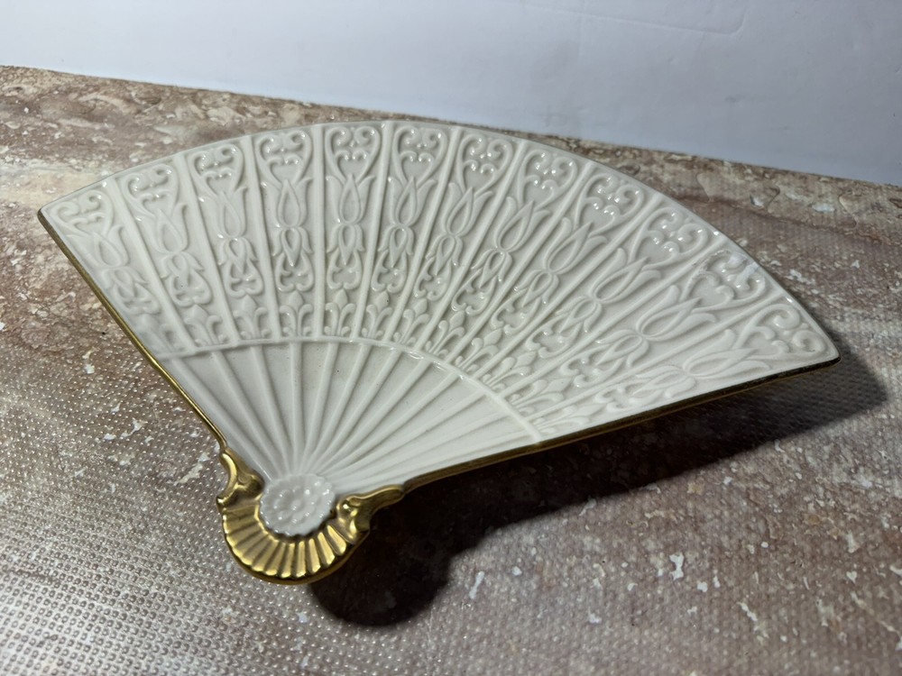 Lenox Empress fan tray collectible home decor gold trim