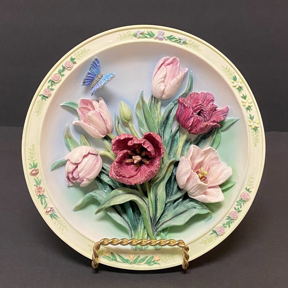 1996 Bradford Exchange Limited Edition Tulip Garden 3D Plate