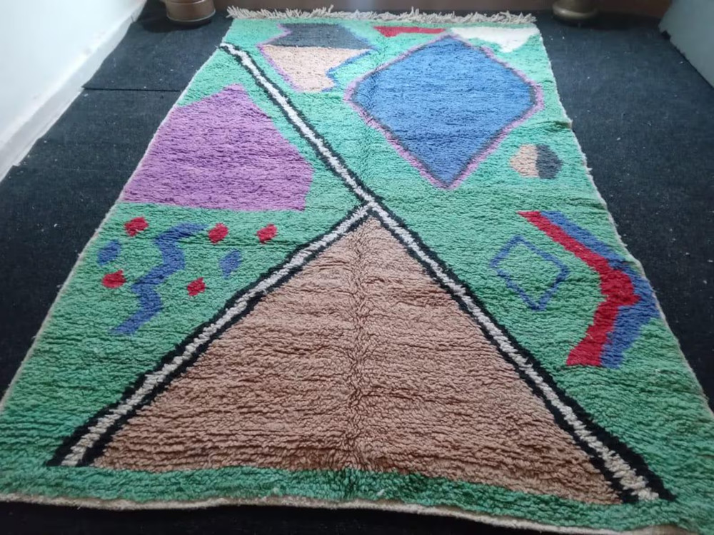 Moroccan Berber Beni Ourain Wool Rug Color Multi Design Handmade Area Carpet Rug