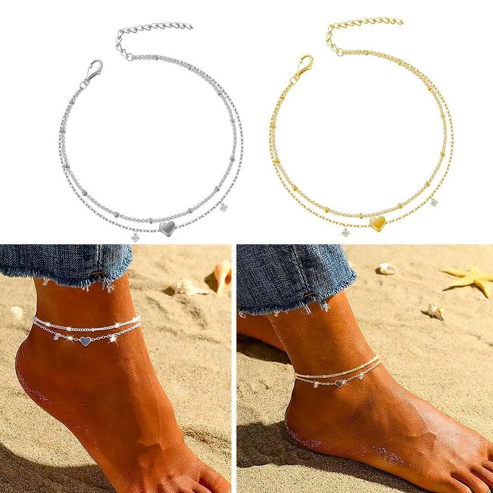 Sterling Silver Waterproof Charm Anklet Bracelet for Women S4M6 U9H3 Q6K5