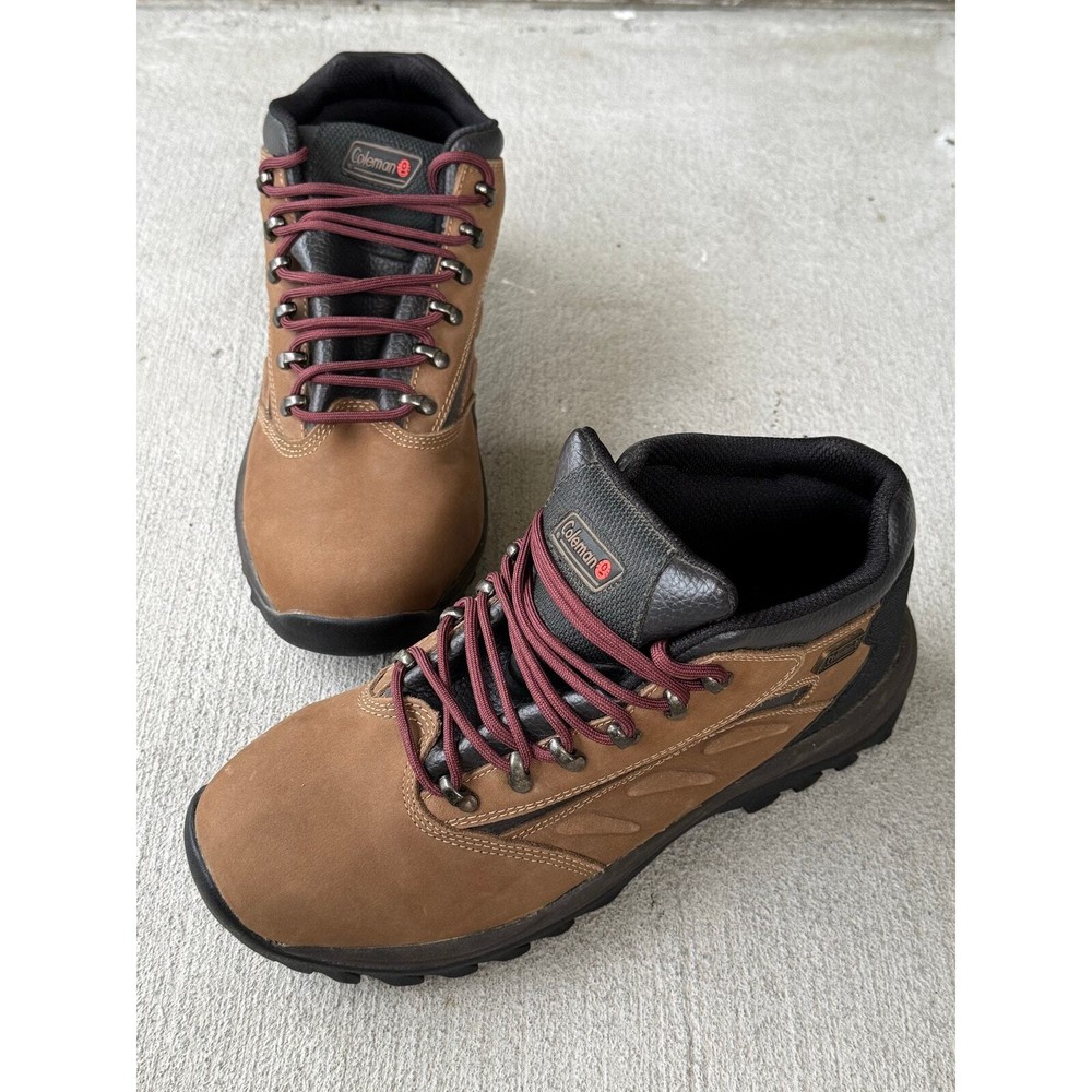 Coleman Boulder Hiking Boots Men’s 10.5 Brown Leather Camping Climbing Work Shoe