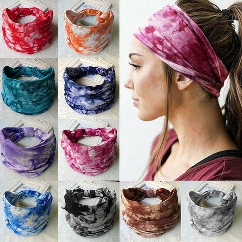 Wide Cotton Headband Turban Sports Yoga Knotted Hair band Head Wrap Bandana US
