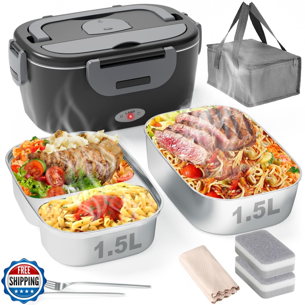 Geveniss 80W Fast Heating Electric Lunch Box for Adults - Portable & Efficient