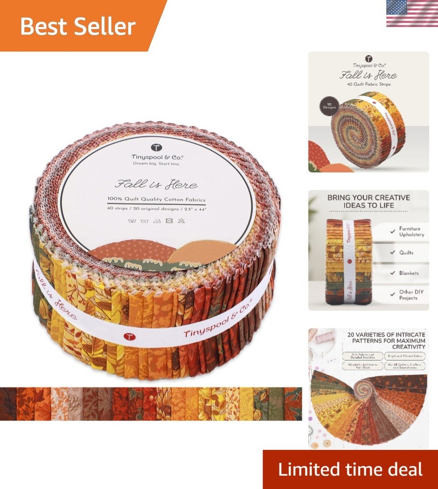 40 Assorted Jelly Roll Fabric Strips - Perfect for Quilting & Sewing Projects