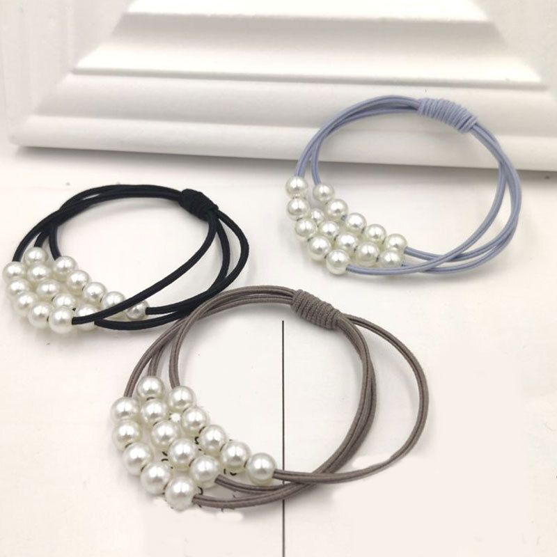 Fashion Pearl Elastic Hair Bands Multilayer Knot Ponytail Ring  