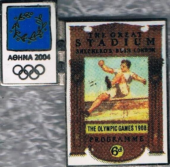 Rare 2004 Athens Olympic Games Pin Featuring 1908 London Poster Design    (EXACTLY 80 characters)  