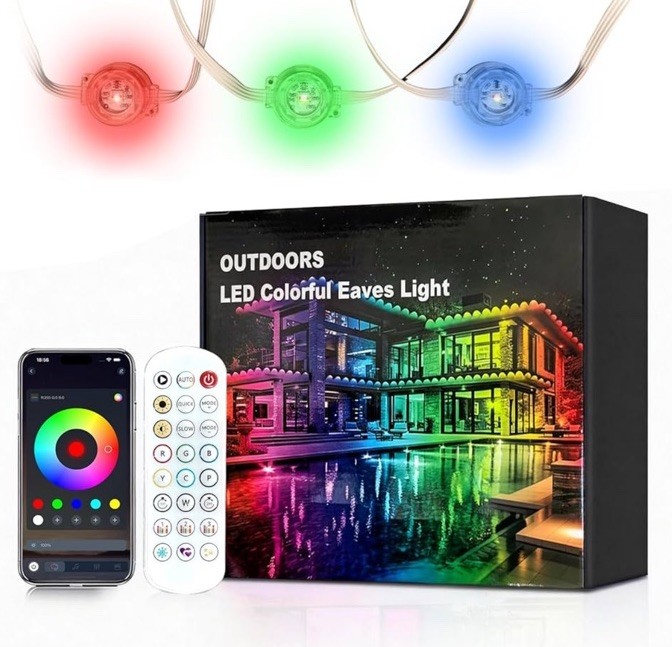 iHomey 150ft Permanent Outdoor Eaves Light with 90 LED, Waterproof Smart