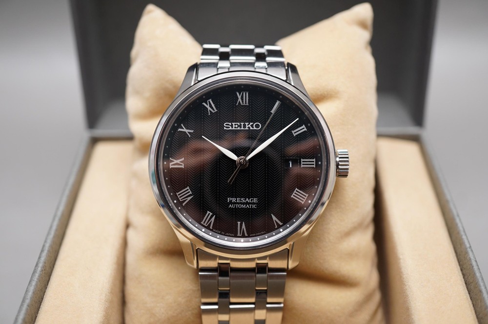 Seiko Presage SRPC81J1 Automatic Watch with Black Zen Garden Dial and 4R35 Movement