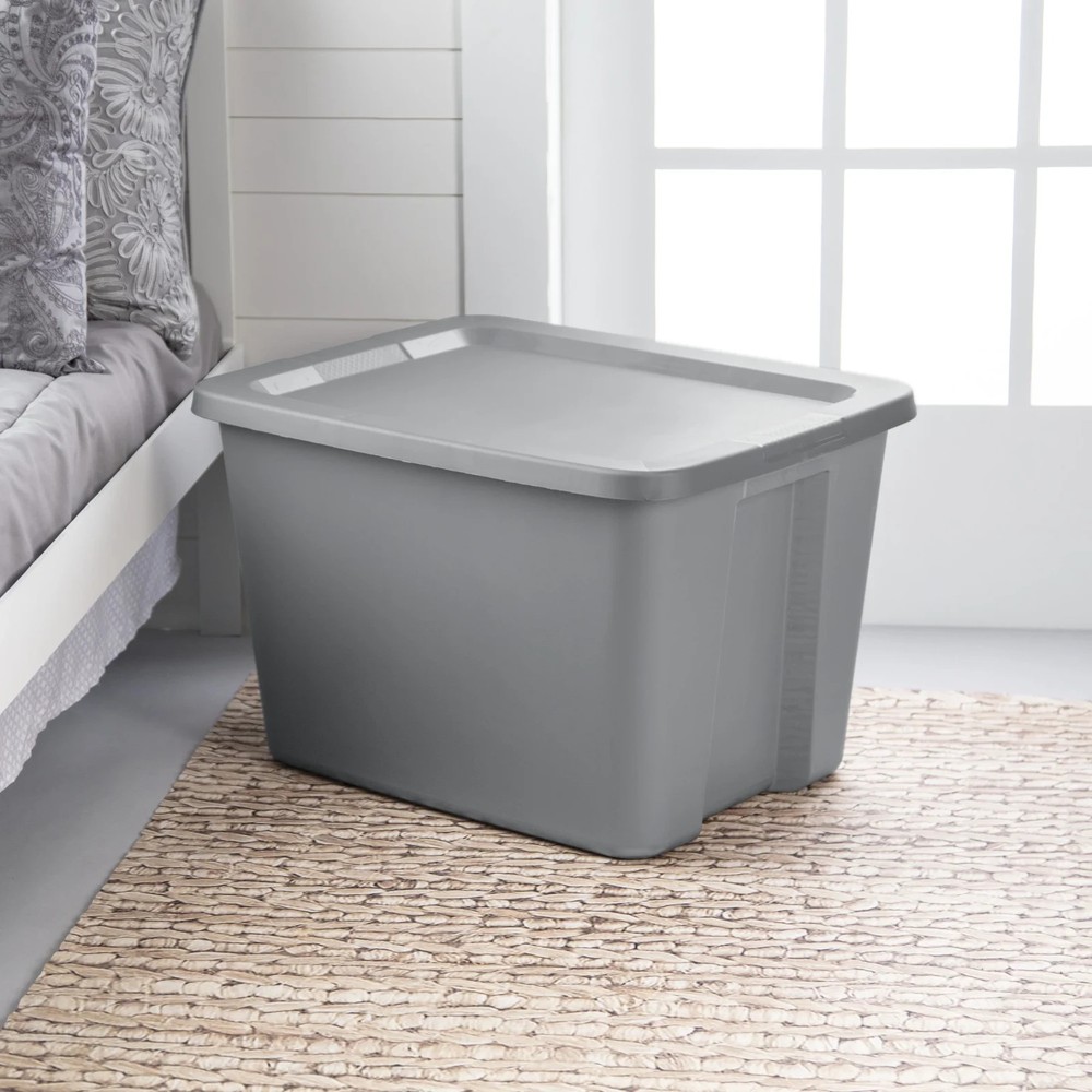 Gray 18-Gallon Snap-Lid Storage Tote Set of 8 Bins