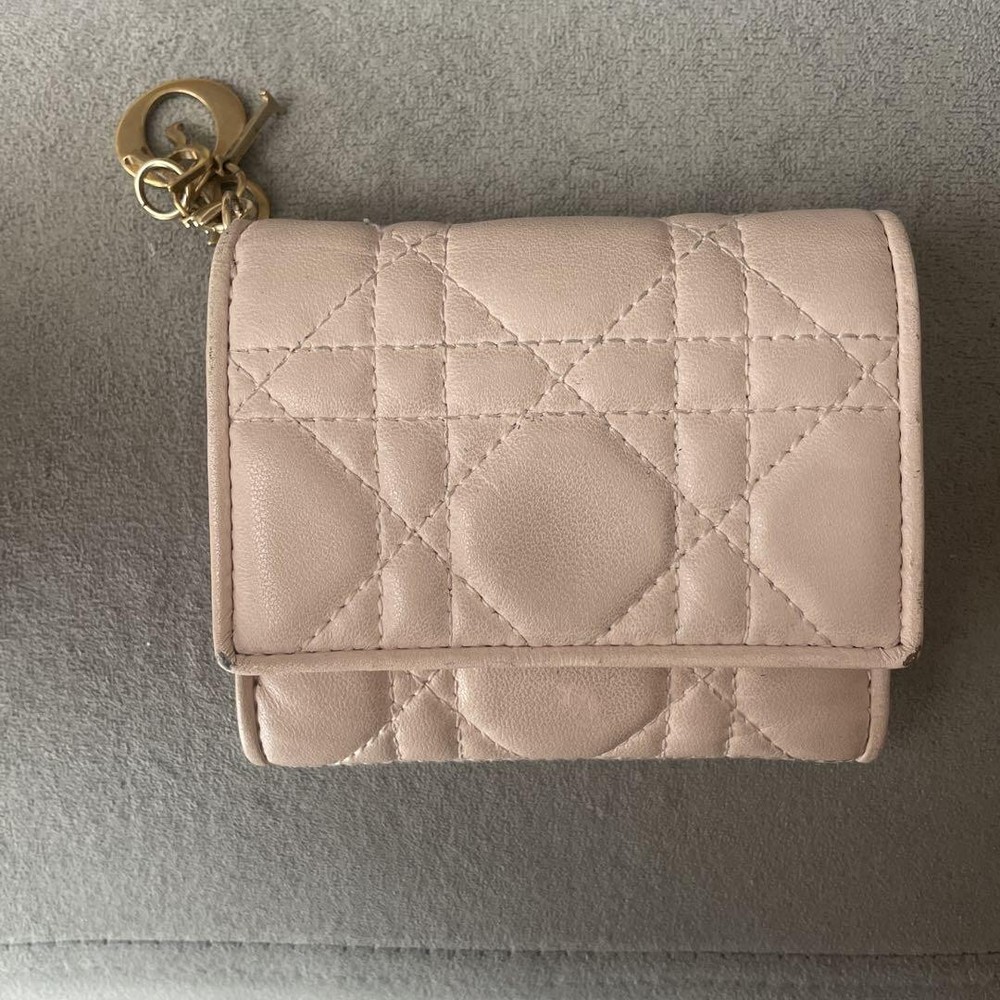 Lady Dior Lotus Trifold Wallet in Soft Pink