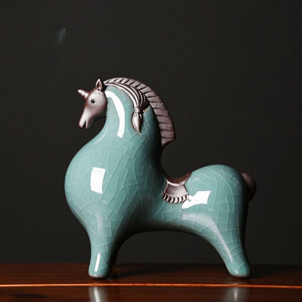 Figurine Animal Horse Ceramic Small Multicolor Modern Smooth Novelty Free Stand