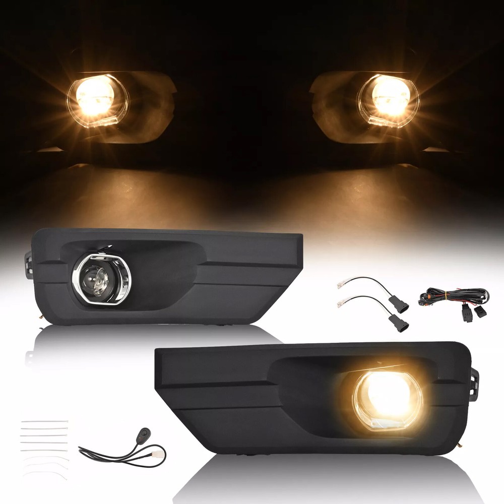 Pair Bumper Driving Lamps Fog Lights w/Bulbs Bezel Cover For GMC Acadia 2013-16