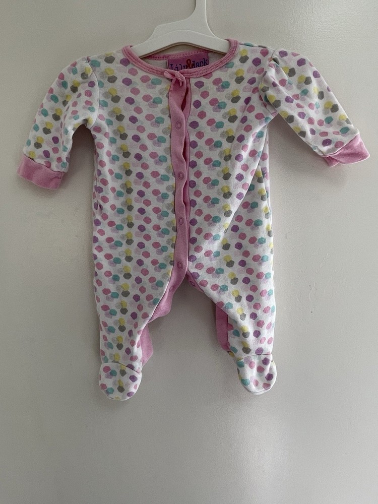 Lily & Jack Baby Girls Colorful Patterned 100% Cotton Snap-Up 1-Piece White 0-3M