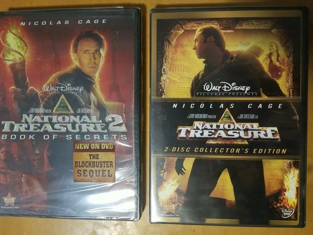 NATIONAL TREASURE 2 BOOK OF SECRETS DVD + NATIONAL TREASURE DVD both brand new
