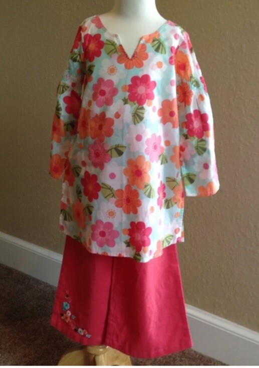 Gymboree TROPICAL GARDEN Floral Tunic Coral Pants NEW Size 4