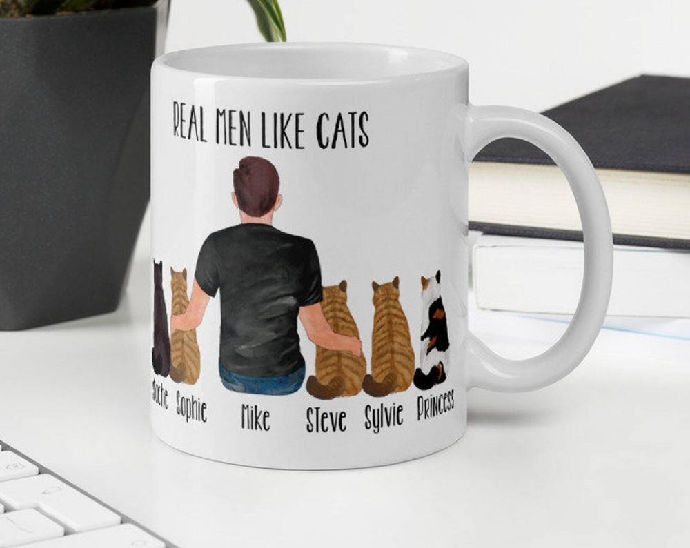 Personalized Cat Dad Gift Real Men Like Cats Mug Custom Cat Mug Gift For Cat