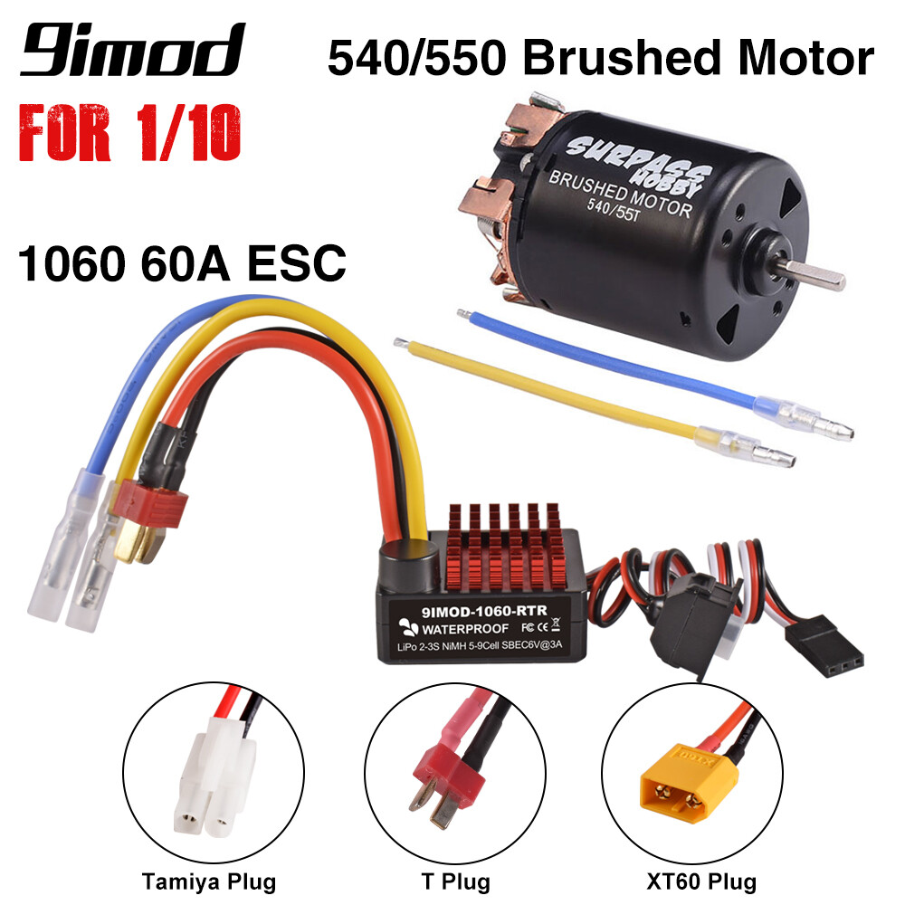 RC 540 550 Brushed Motor 1060 60A ESC Combo for 1/10 SCX10 TRX4 TRX6 D90 HPI Car