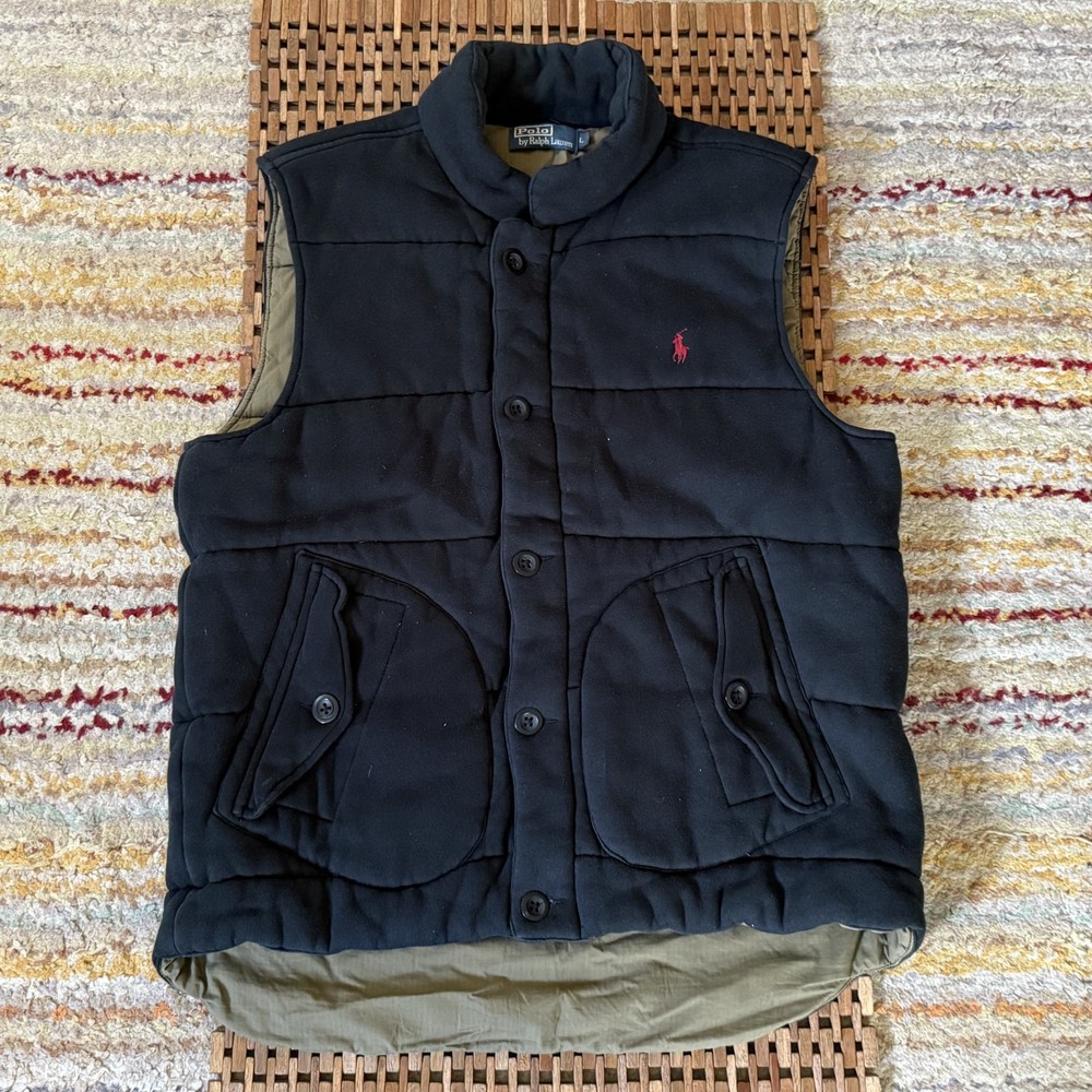 Vintage Polo Ralph Lauren Padded Puffer Vest Black Men's Size Large L VTG