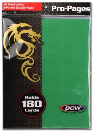 Side Loading 9-Pocket Pages 10ct - Green BCW GAMING SUPPLY BRAND NEW ABUGames