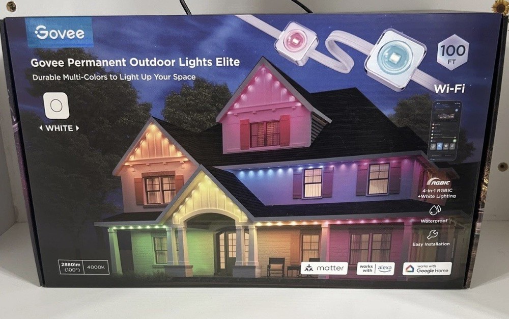 Govee Elite Permanent Outdoor Lights White  100 Feet H805AA01 - SAME DAY SHIP!