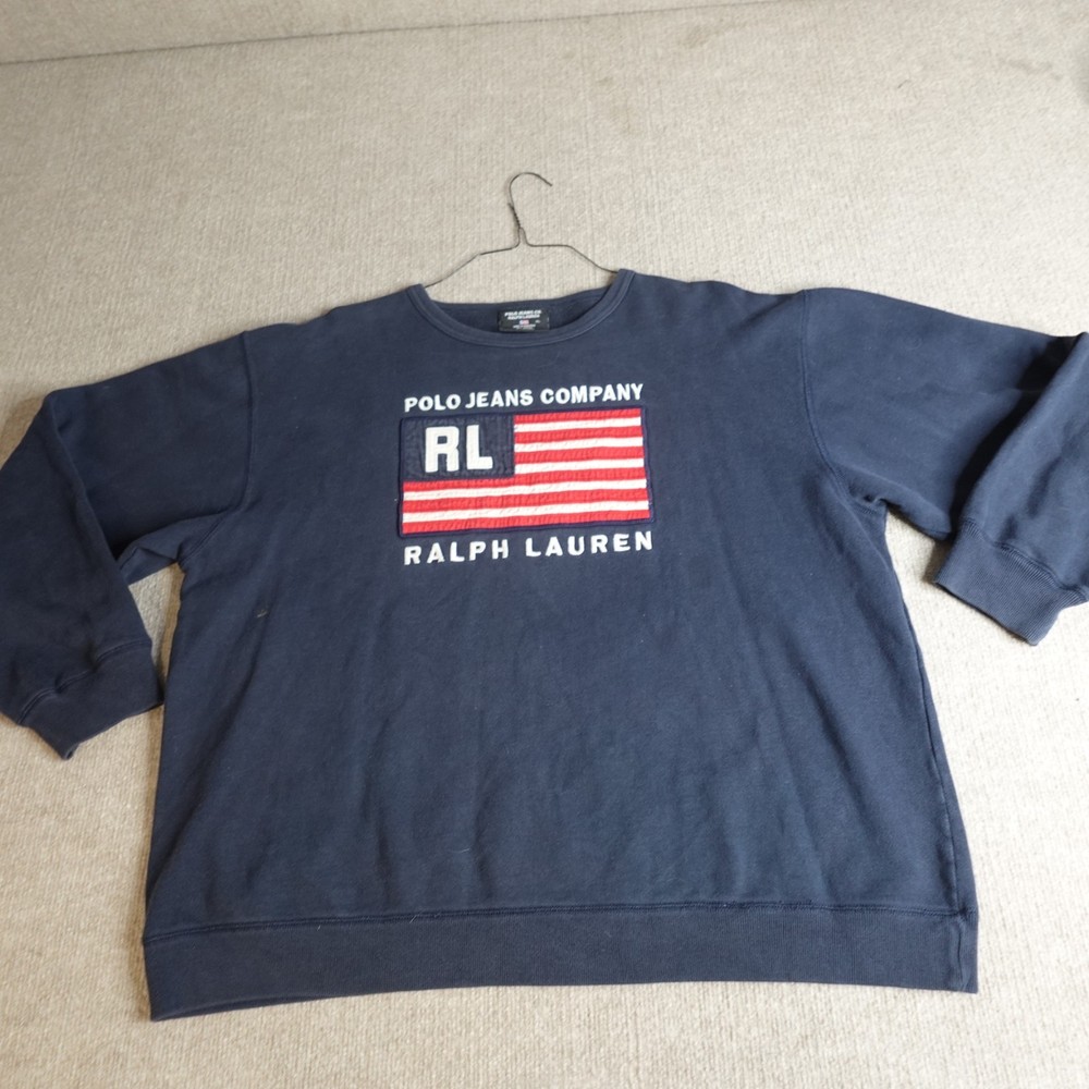 Vintage Polo Ralph Lauren Sweatshirt XL Blue American Flag