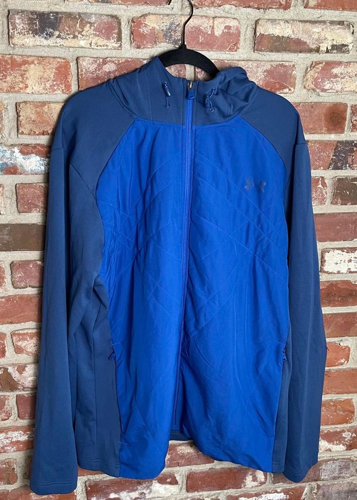 Under Armour Men's Blue and Navy Windbreaker Jacket with Hood XXL