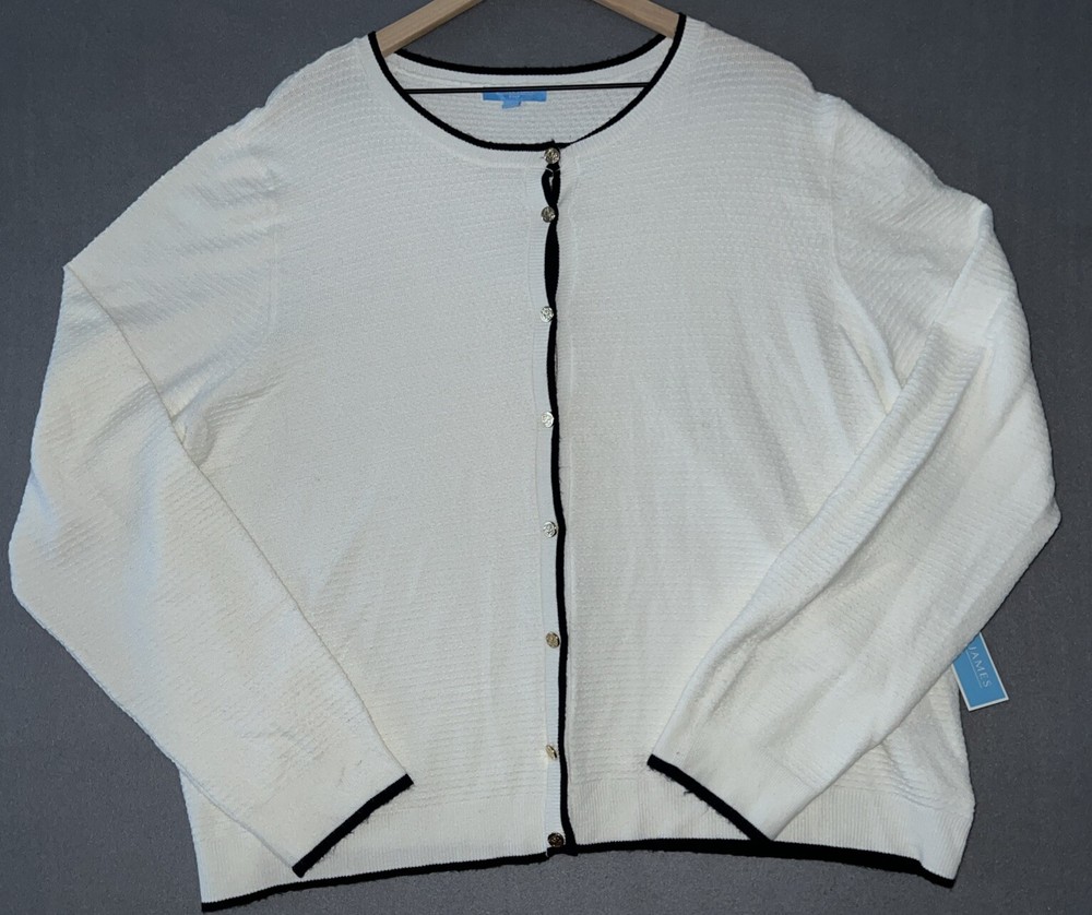 Draper James Womens Gold Button Ivory Preppy Cardigan Sweater Size 2XL New With Tags