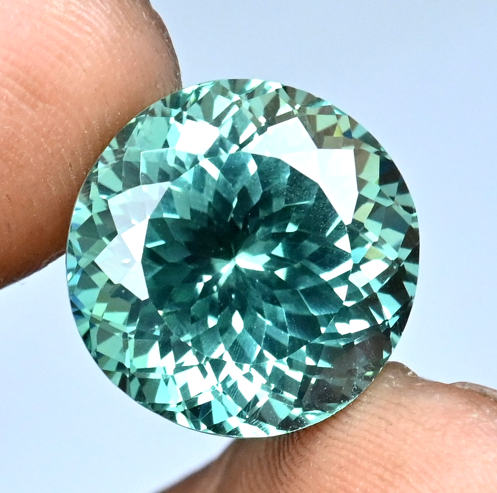 22.90 Ct Natural Green Montana Sapphire Round Certified Flawless Loose Gemstone