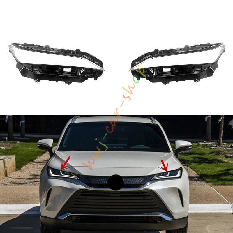 For Toyota Venza 2021-2024 A Pair Headlight Lens Clear Cover + Sealant Glue