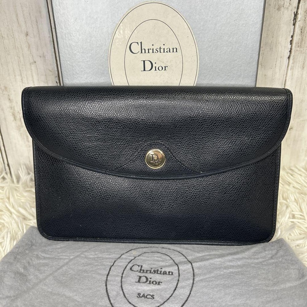 Vintage Christian Dior Leather Clutch Bag With Box - Second Bag  