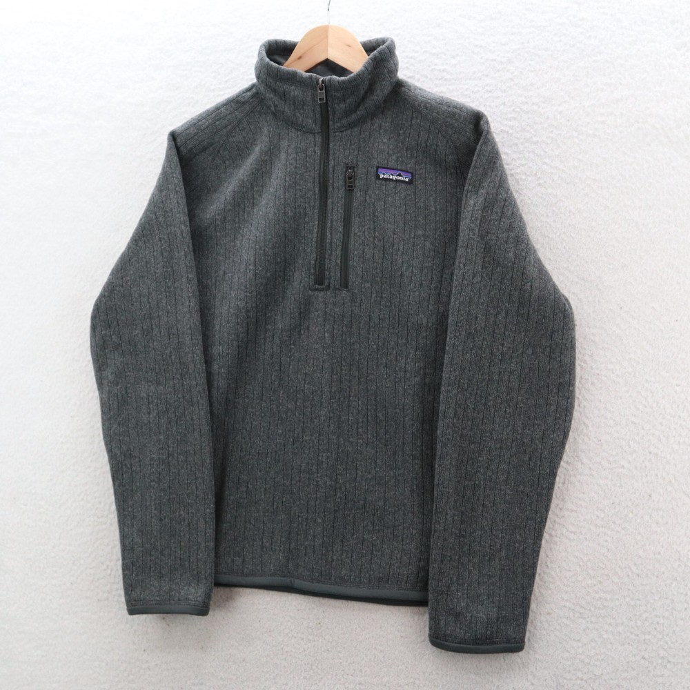 Patagonia Jacket Men's Small Gray Better Sweater Rib Knit 1/4 Zip Fleece Preppy