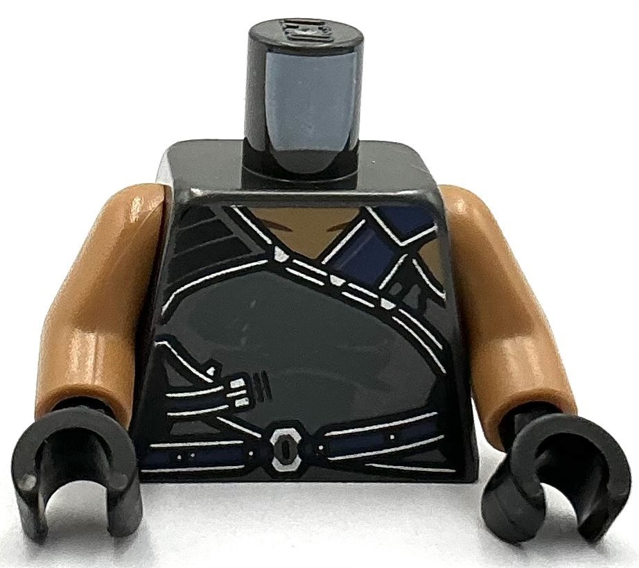 Lego New Minifigure Pearl Dark Gray Torso Female Armor Medium Nougat Neck Part